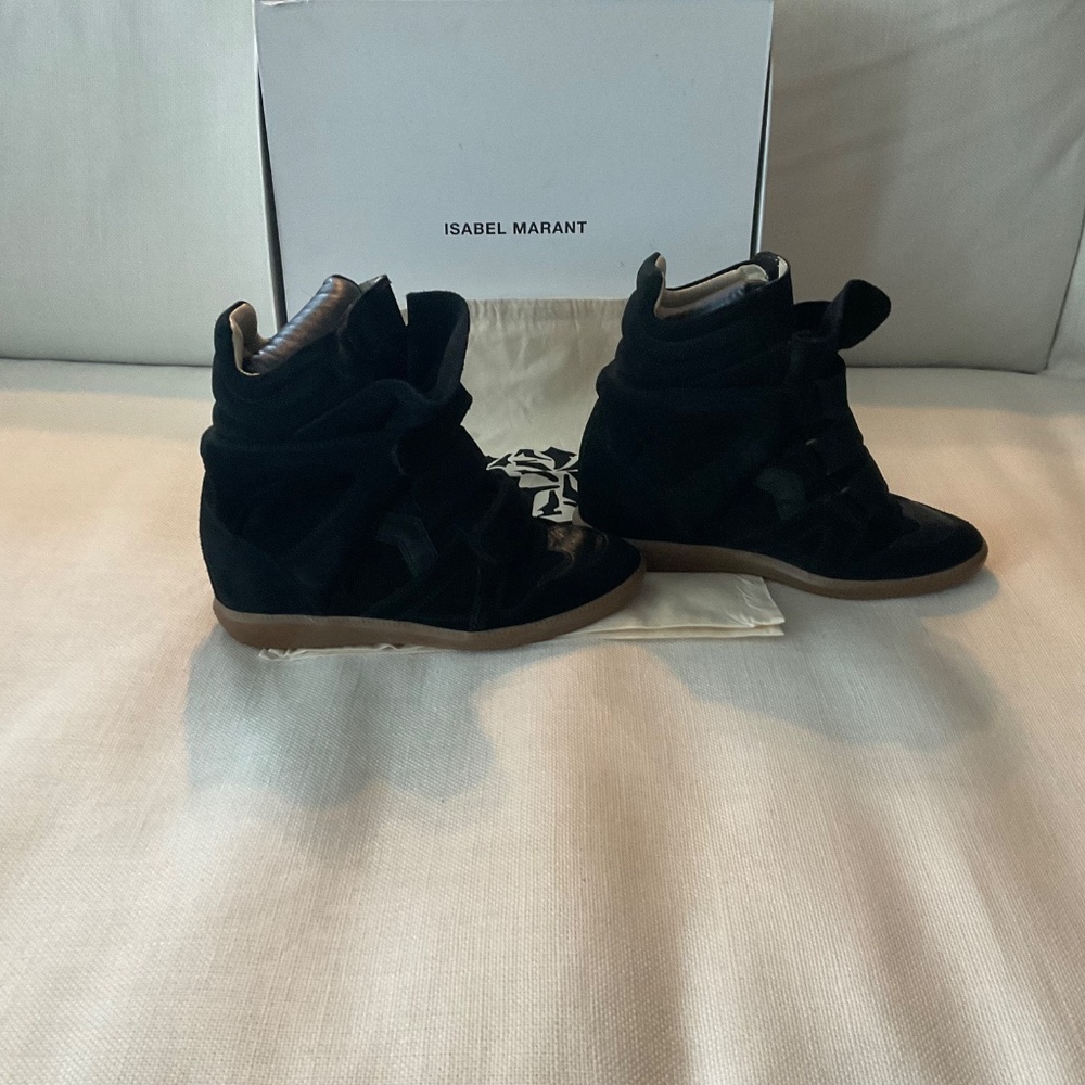 Isabel Marant Beckett Wedge Sneakers Black SZ 39 - Picture 4 of 12